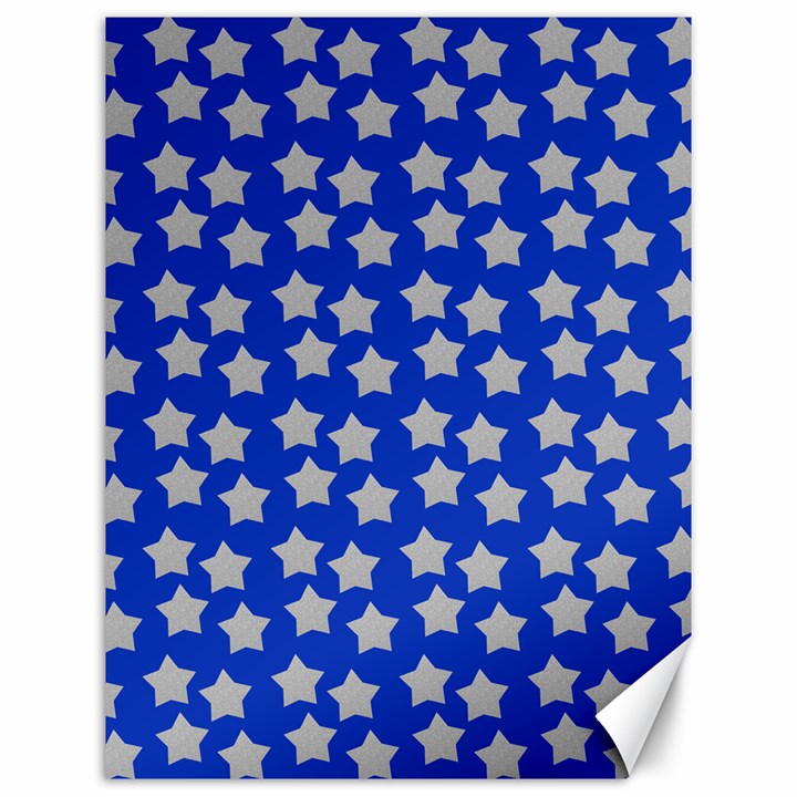 Silver Stars Royal Blue Canvas 12  x 16 