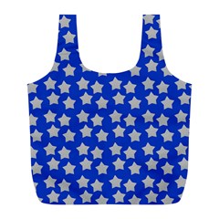 Silver Stars Royal Blue Full Print Recycle Bag (l) by snowwhitegirl