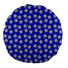 Silver Stars Royal Blue Large 18  Premium Flano Round Cushions by snowwhitegirl