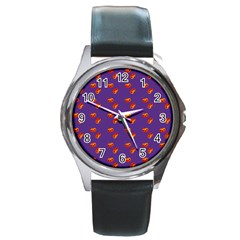 Kawaii Pumpkin Purple Round Metal Watch by snowwhitegirl