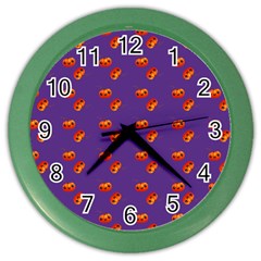 Kawaii Pumpkin Purple Color Wall Clock by snowwhitegirl