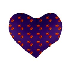 Kawaii Pumpkin Purple Standard 16  Premium Heart Shape Cushions by snowwhitegirl