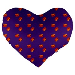 Kawaii Pumpkin Purple Large 19  Premium Flano Heart Shape Cushions by snowwhitegirl