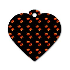 Kawaii Pumpkin Black Dog Tag Heart (two Sides) by snowwhitegirl