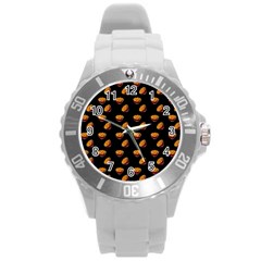 Kawaii Chips Black Round Plastic Sport Watch (l) by snowwhitegirl