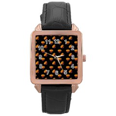 Kawaii Chips Black Rose Gold Leather Watch  by snowwhitegirl