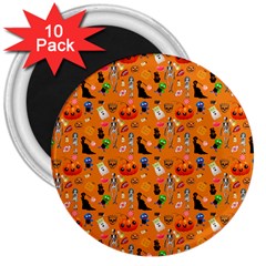 Halloween Treats Pattern Orange 3  Magnets (10 Pack)  by snowwhitegirl