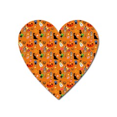 Halloween Treats Pattern Orange Heart Magnet by snowwhitegirl