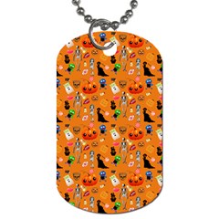 Halloween Treats Pattern Orange Dog Tag (two Sides) by snowwhitegirl