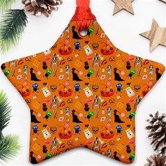 Halloween Treats Pattern Orange Star Ornament (two Sides) by snowwhitegirl