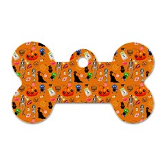 Halloween Treats Pattern Orange Dog Tag Bone (one Side) by snowwhitegirl