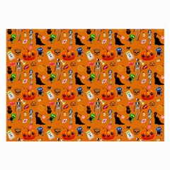 Halloween Treats Pattern Orange Large Glasses Cloth by snowwhitegirl