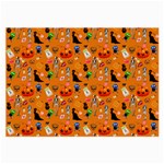 Halloween Treats Pattern Orange Large Glasses Cloth (2-Side) Front