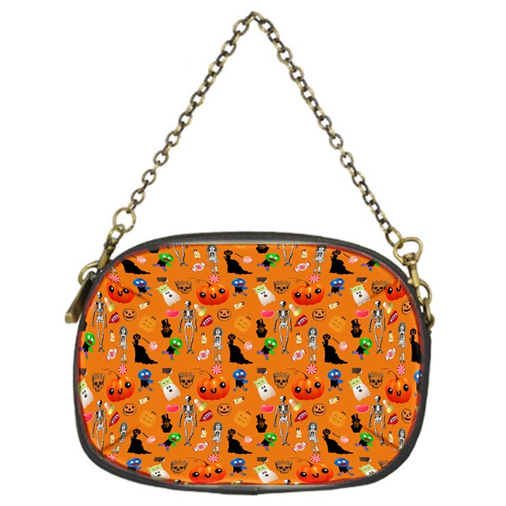 Halloween Treats Pattern Orange Chain Purse (One Side)