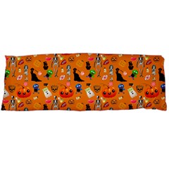 Halloween Treats Pattern Orange Body Pillow Case (dakimakura) by snowwhitegirl