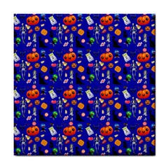 Halloween Treats Pattern Blue Tile Coasters by snowwhitegirl