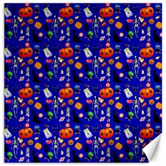 Halloween Treats Pattern Blue Canvas 20  X 20  by snowwhitegirl