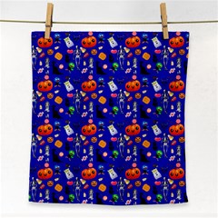 Halloween Treats Pattern Blue Face Towel by snowwhitegirl