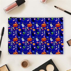 Halloween Treats Pattern Blue Cosmetic Bag (large) by snowwhitegirl