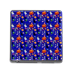 Halloween Treats Pattern Blue Memory Card Reader (square 5 Slot) by snowwhitegirl