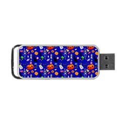 Halloween Treats Pattern Blue Portable Usb Flash (one Side) by snowwhitegirl