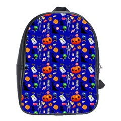 Halloween Treats Pattern Blue School Bag (xl) by snowwhitegirl