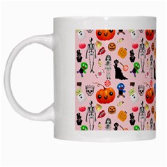 Halloween Treats Pattern Pink White Mugs by snowwhitegirl