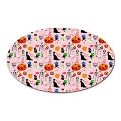 Halloween Treats Pattern Pink Oval Magnet by snowwhitegirl