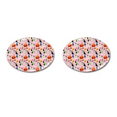 Halloween Treats Pattern Pink Cufflinks (oval) by snowwhitegirl