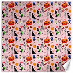 Halloween Treats Pattern Pink Canvas 16  X 16  by snowwhitegirl