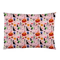 Halloween Treats Pattern Pink Pillow Case by snowwhitegirl