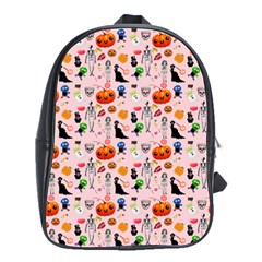 Halloween Treats Pattern Pink School Bag (large) by snowwhitegirl