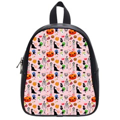 Halloween Treats Pattern Pink School Bag (small) by snowwhitegirl