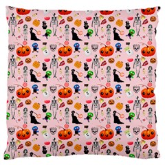 Halloween Treats Pattern Pink Large Cushion Case (two Sides) by snowwhitegirl