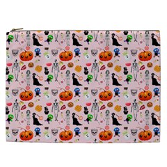 Halloween Treats Pattern Pink Cosmetic Bag (xxl) by snowwhitegirl