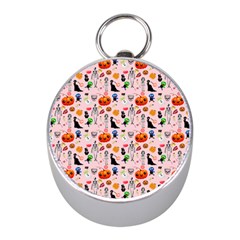 Halloween Treats Pattern Pink Mini Silver Compasses