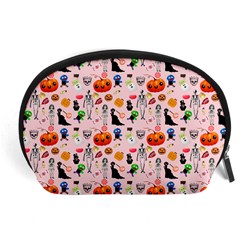 Halloween Treats Pattern Pink Accessory Pouch (large) by snowwhitegirl