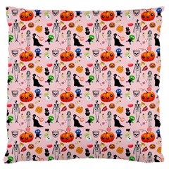 Halloween Treats Pattern Pink Large Flano Cushion Case (one Side) by snowwhitegirl