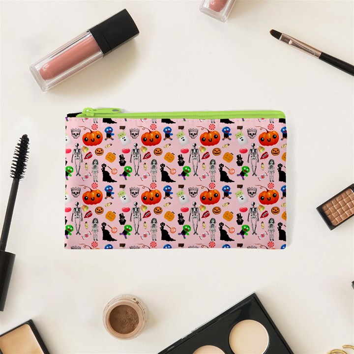 Halloween Treats Pattern Pink Cosmetic Bag (XS)