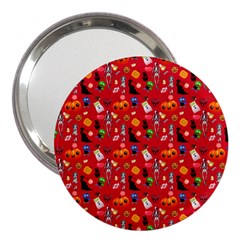 Halloween Treats Pattern Red 3  Handbag Mirrors