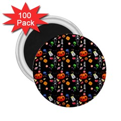 Halloween Treats Pattern Black 2 25  Magnets (100 Pack)  by snowwhitegirl