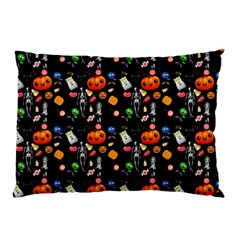 Halloween Treats Pattern Black Pillow Case by snowwhitegirl