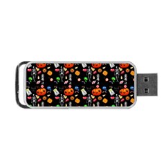 Halloween Treats Pattern Black Portable Usb Flash (one Side) by snowwhitegirl