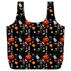 Halloween Treats Pattern Black Full Print Recycle Bag (xl) by snowwhitegirl