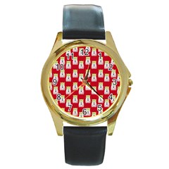 Ghost Pet Red Round Gold Metal Watch by snowwhitegirl