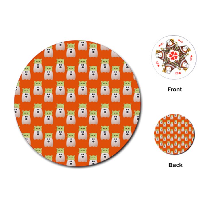 Ghost Pet Orange Playing Cards (Round)