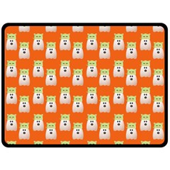 Ghost Pet Orange Fleece Blanket (large)  by snowwhitegirl