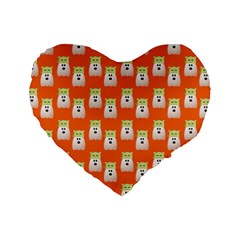 Ghost Pet Orange Standard 16  Premium Heart Shape Cushions by snowwhitegirl