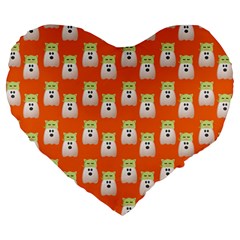 Ghost Pet Orange Large 19  Premium Heart Shape Cushions by snowwhitegirl