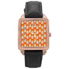 Ghost Pet Orange Rose Gold Leather Watch  by snowwhitegirl